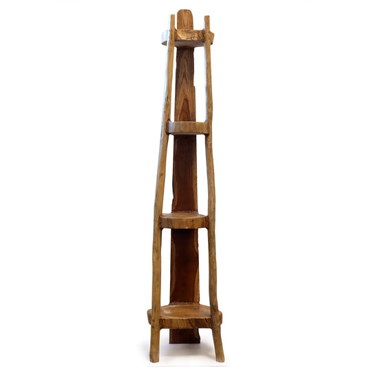 Natural Teak Corner Unit With 4 Shelves