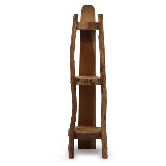3 Shelves Natural Teak Corner Unit
