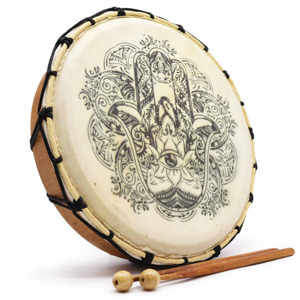 Hamsa Shamanic Drum with Two Sticks