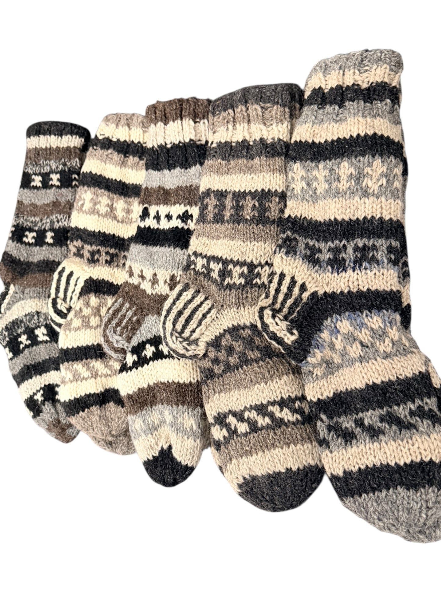 Handmade Grey & Cream Wool Socks – Cosy Winter Socks (Fits up to Size 7)