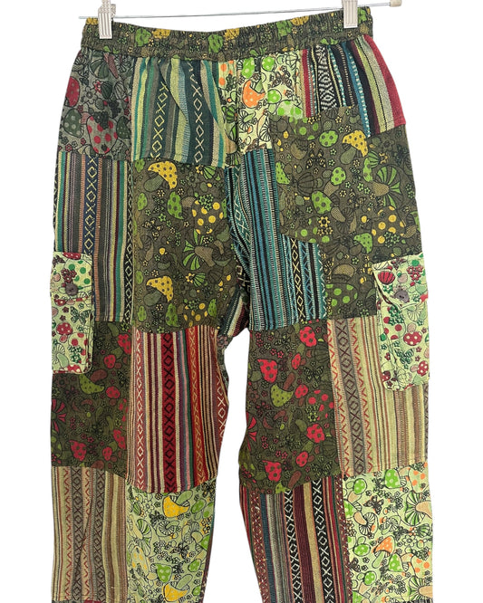Handmade Unisex Mushroom Patchwork Cotton Trousers