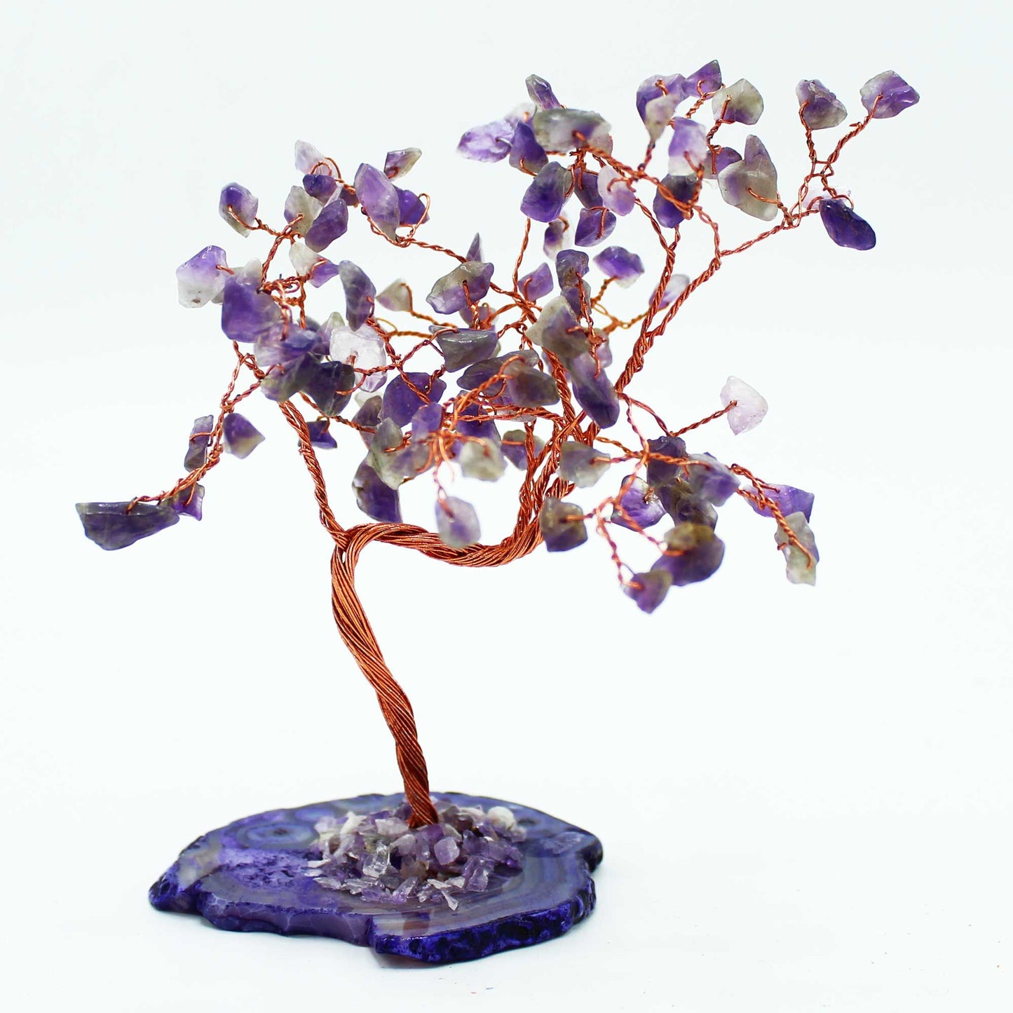 Gemstone Tree - Amethyst on Natural Agate Base (100 stones)