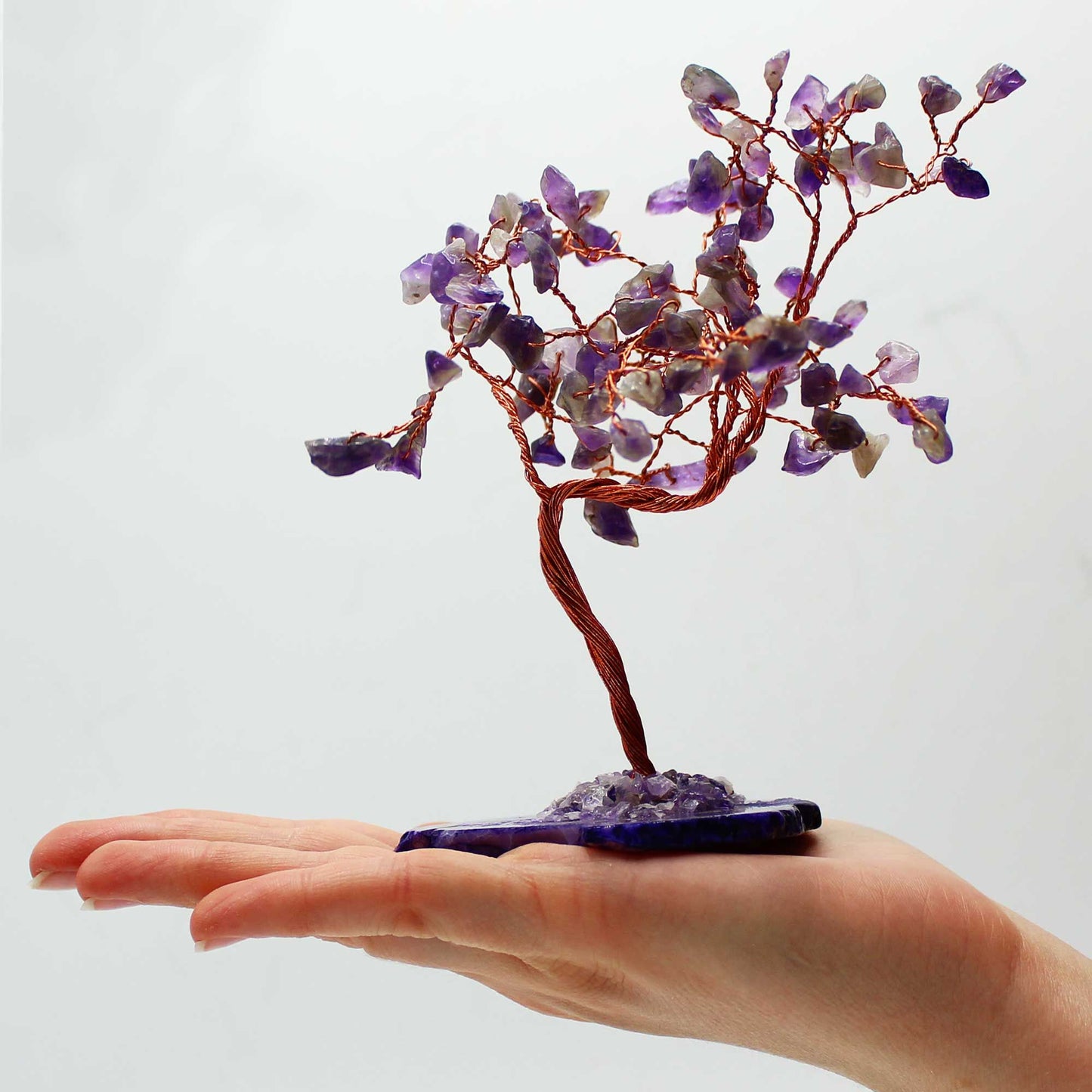 Gemstone Tree - Amethyst on Natural Agate Base (100 stones)