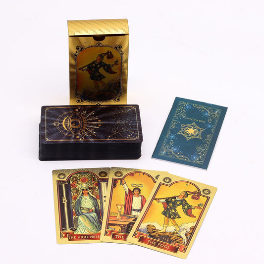 Blue & Gold Foil Tarot Card Set with booklet