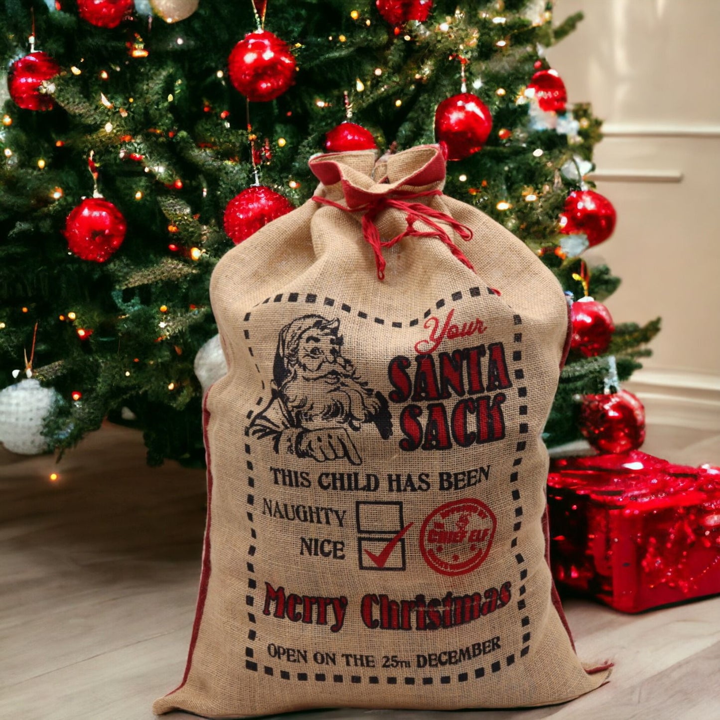 Christmas Presents Festive Jute Sack