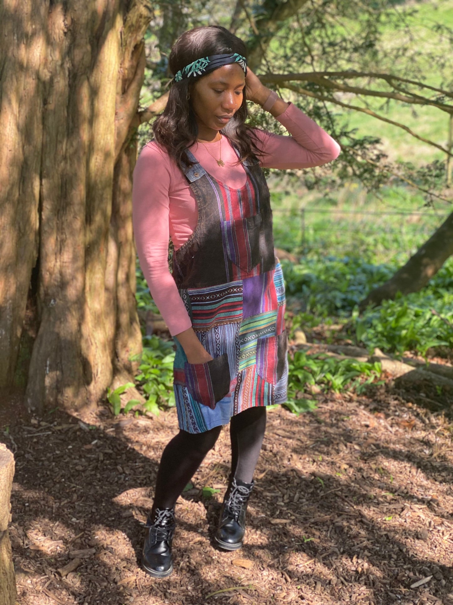 Handmade Eco-Friendly 100% Cotton Handmade Patchwork Nepalese Dungaree Dress