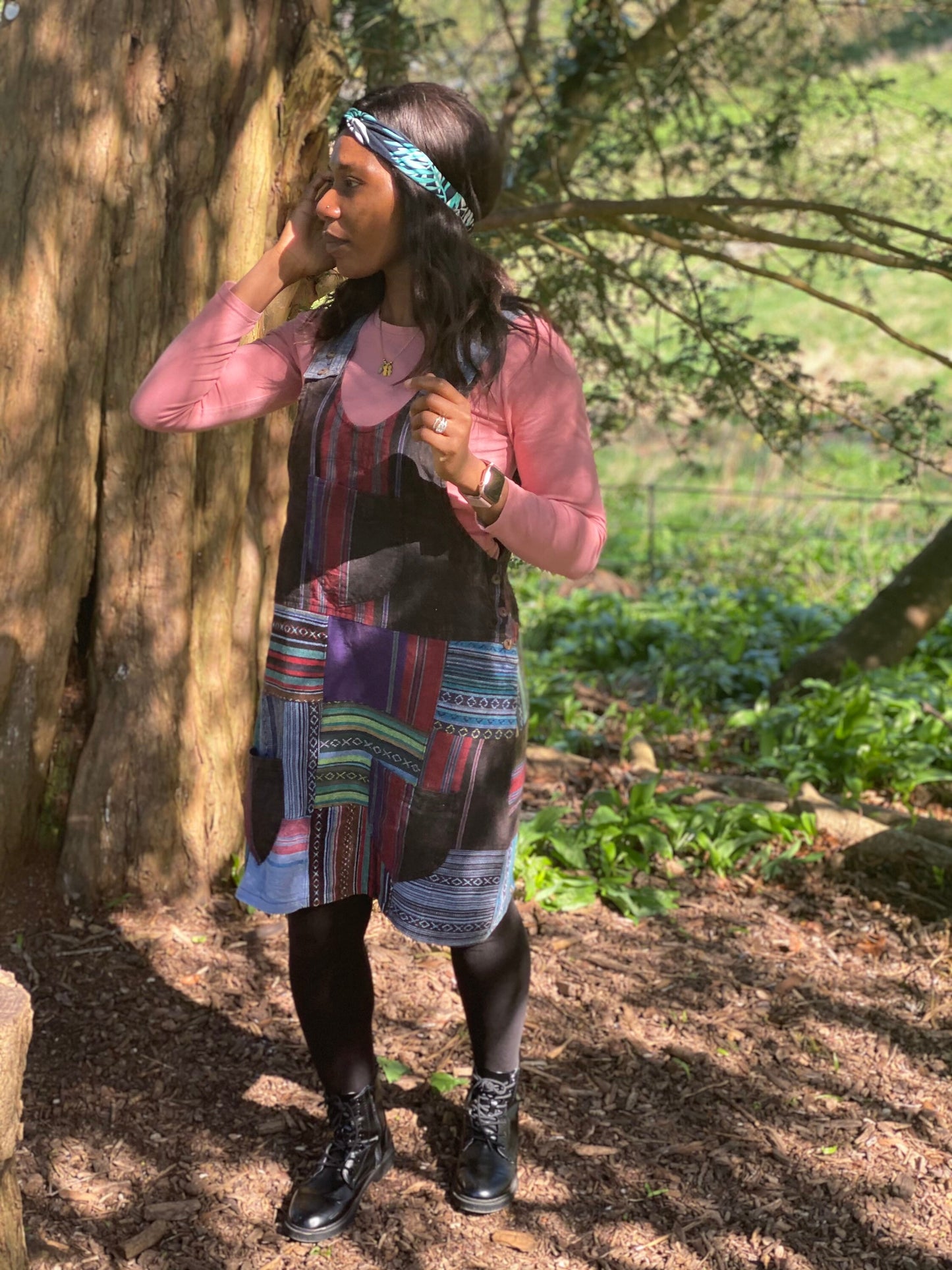 Handmade Eco-Friendly 100% Cotton Handmade Patchwork Nepalese Dungaree Dress