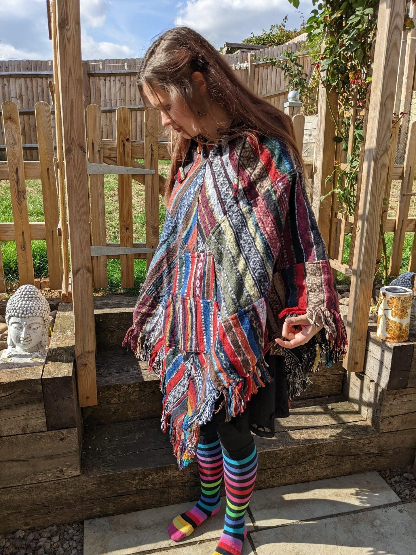100% Woven Cotton Handmade Patchwork Poncho