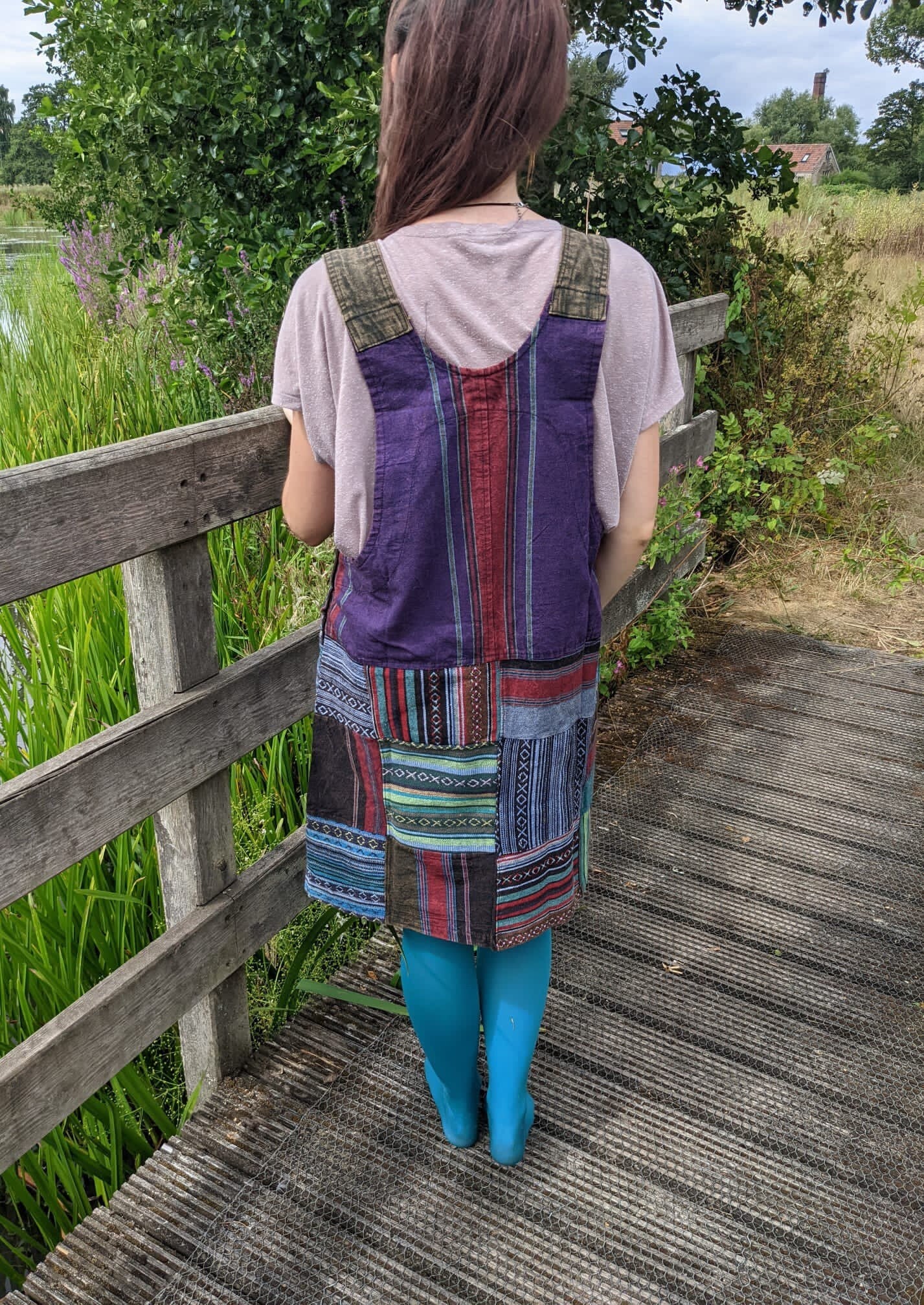 Handmade Eco-Friendly 100% Cotton Handmade Patchwork Nepalese Dungaree Dress