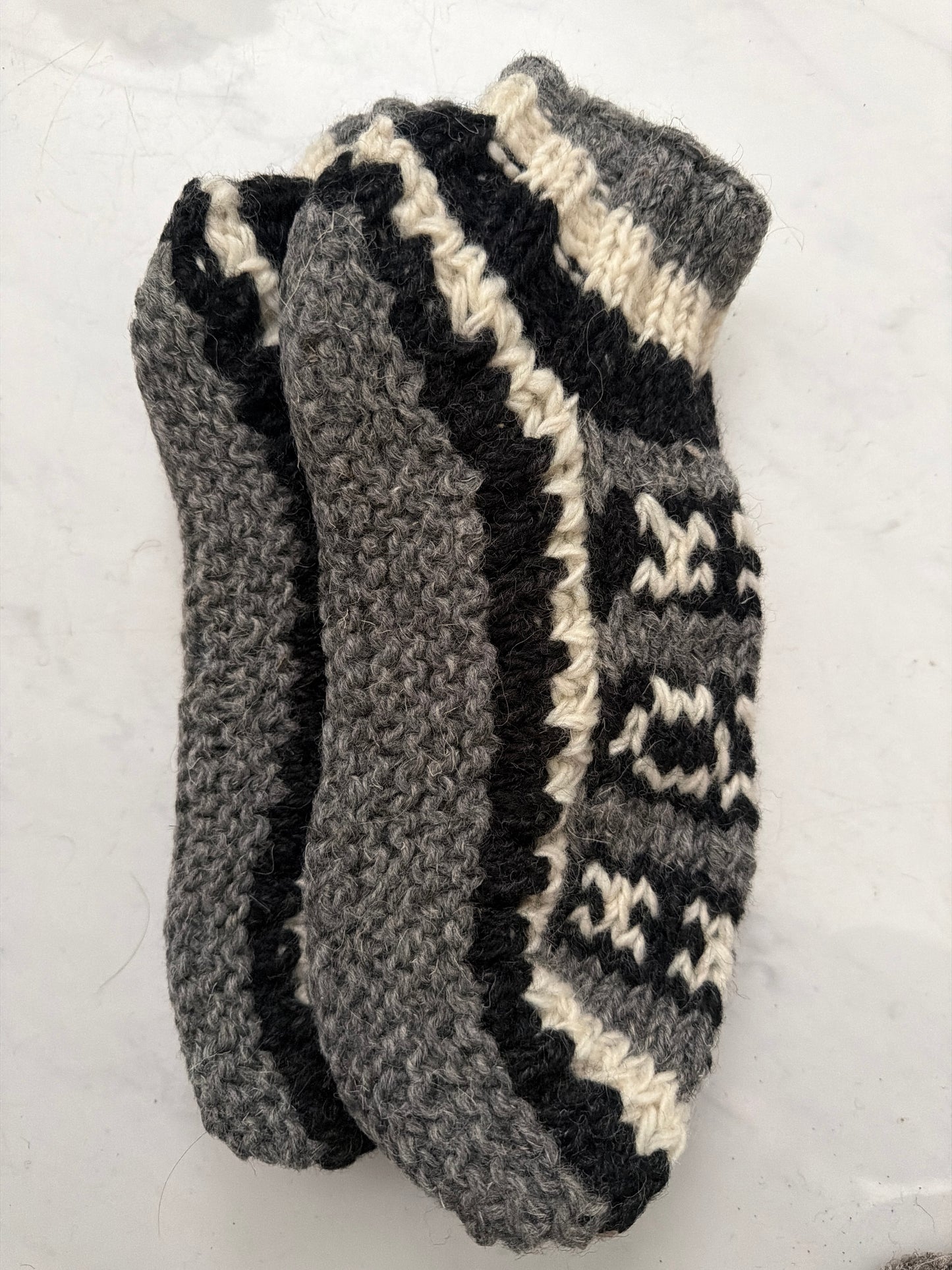 Fleeced Hand Knitted Ankle Organic Wool Socks Fits Up To UK Size 6