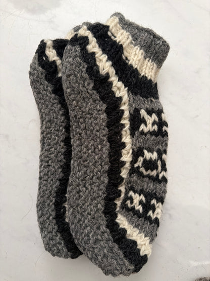Fleeced Hand Knitted Ankle Organic Wool Socks Fits Up To UK Size 6