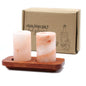 Himalayan Salt Shot Glasses & Wood Serving Stand - Set of 2