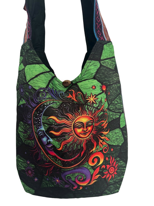 Handmade Sun & Moon Boho Hobo Bag