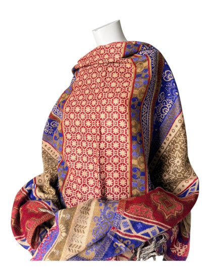 Large Soft Vegan Cashmelion Blanket Scarf Shawl Wrap with Tassels - Royal Sapphire