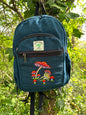 Handmade Himalayan Hemp & Cotton Backpack - Embroidery Mushroom Design (Medium Size)