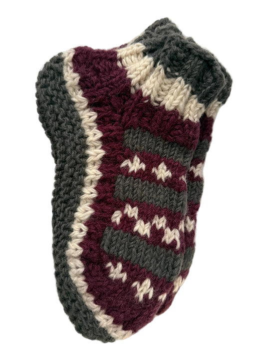 Hand knitted Fleeced Ankle Organic Wool Socks Fits Up To UK Size 5