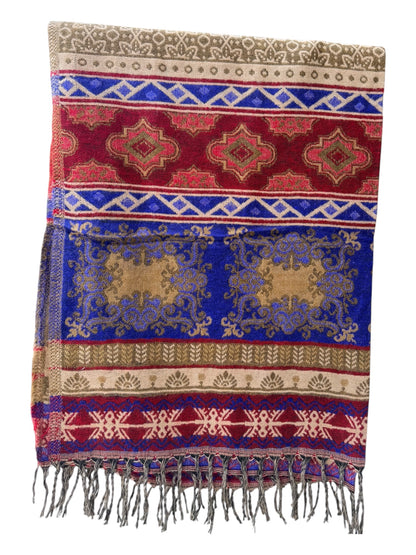 Large Soft Vegan Cashmelion Blanket Scarf Shawl Wrap with Tassels - Royal Sapphire