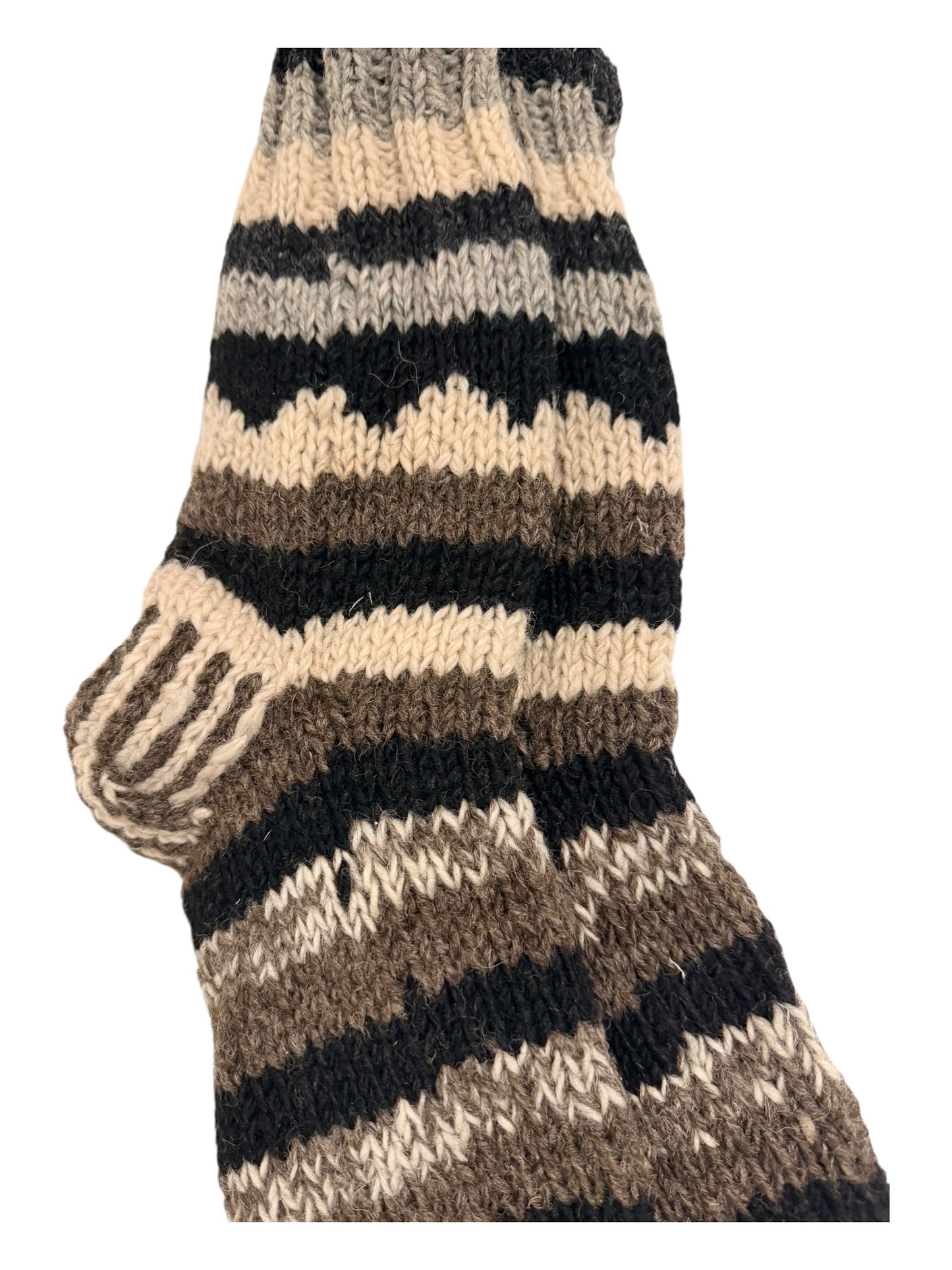 Hand-Knitted Organic Fleece-Lined Wool Socks – Natural Earth Tones (Fits up to Size UK 7)