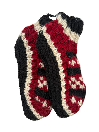 Fleeced Hand Knitted Ankle Organic Wool Socks Fits Up To UK Size 6