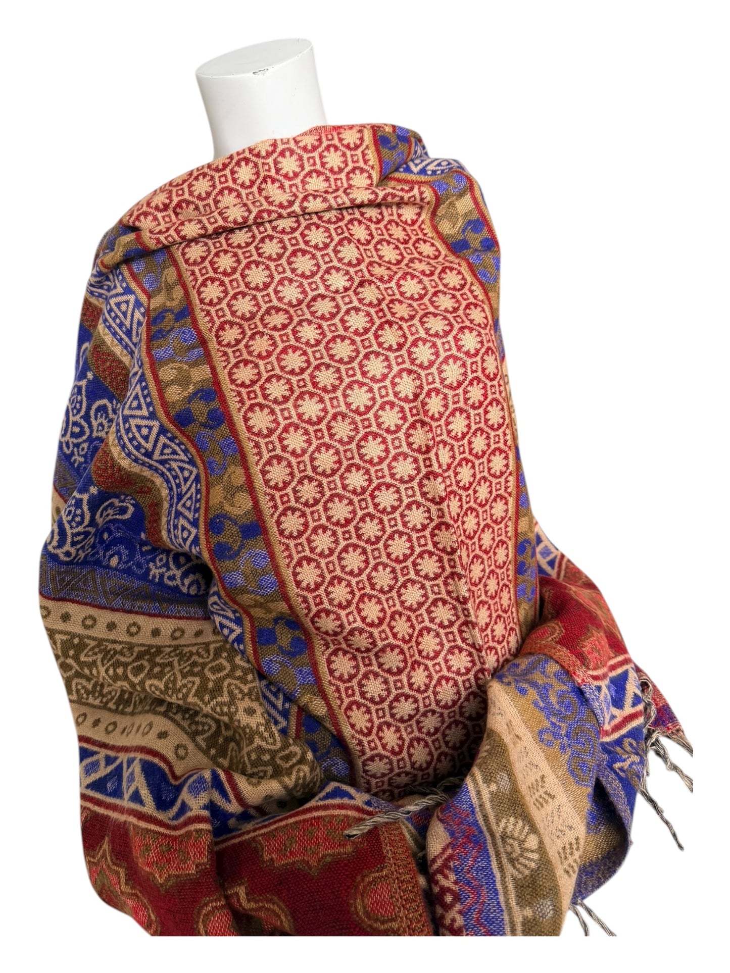 Large Soft Vegan Cashmelion Blanket Scarf Shawl Wrap with Tassels - Royal Sapphire