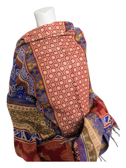 Large Soft Vegan Cashmelion Blanket Scarf Shawl Wrap with Tassels - Royal Sapphire