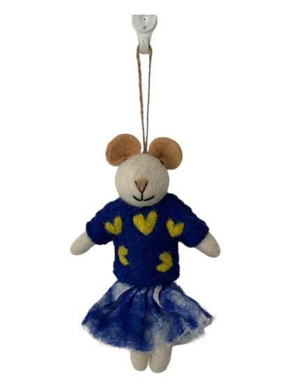 Holly the Teddy in Heart Dress – Felt Ornament