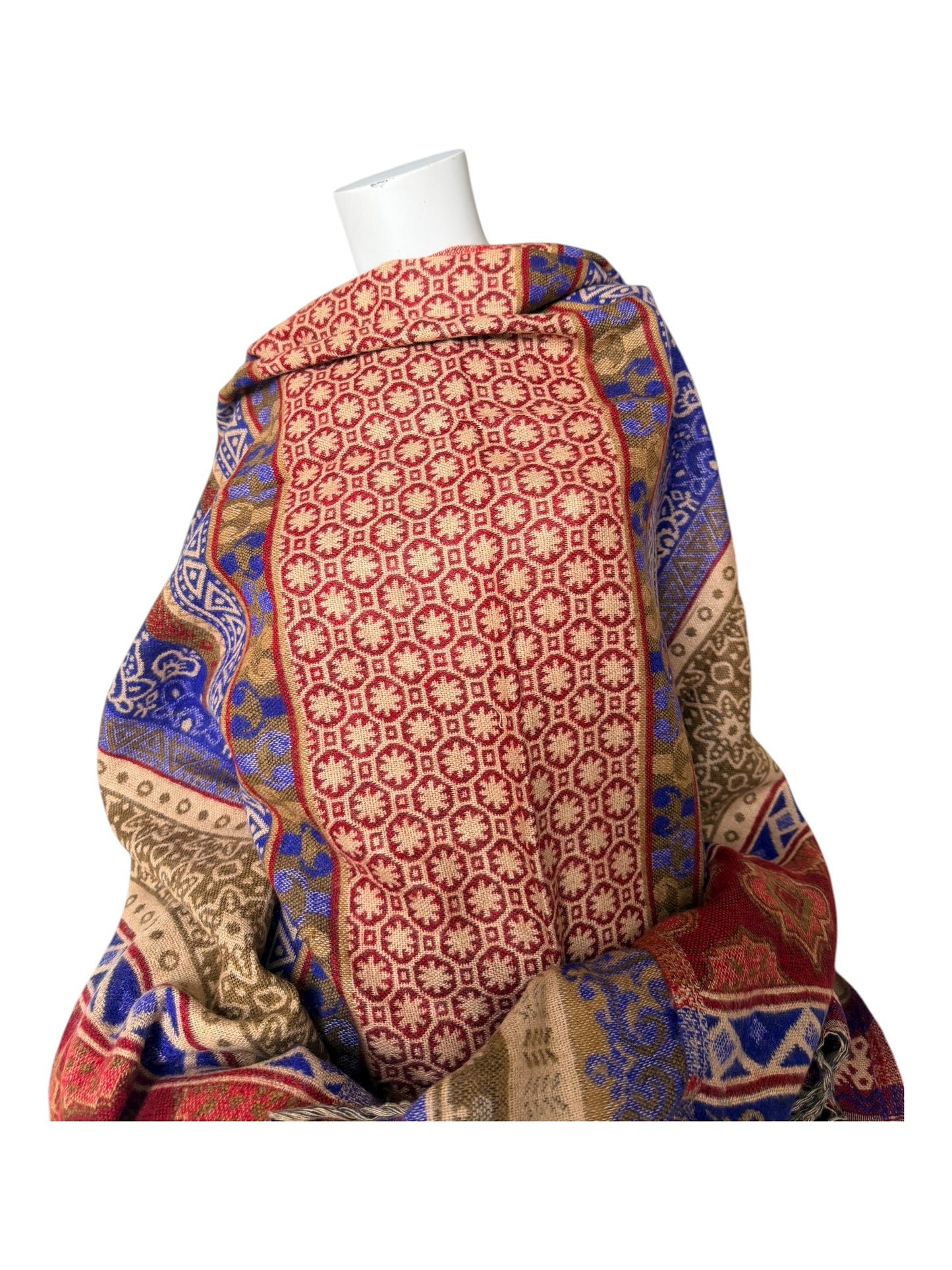 Large Soft Vegan Cashmelion Blanket Scarf Shawl Wrap with Tassels - Royal Sapphire