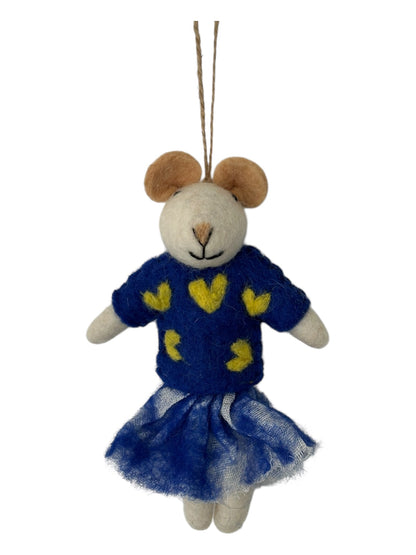 Holly the Teddy in Heart Dress – Felt Ornament