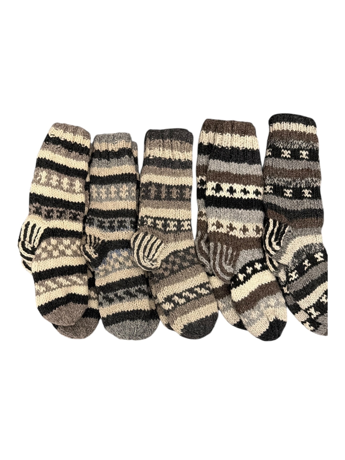 Handmade Grey & Cream Wool Socks – Cosy Winter Socks (Fits up to Size 7)