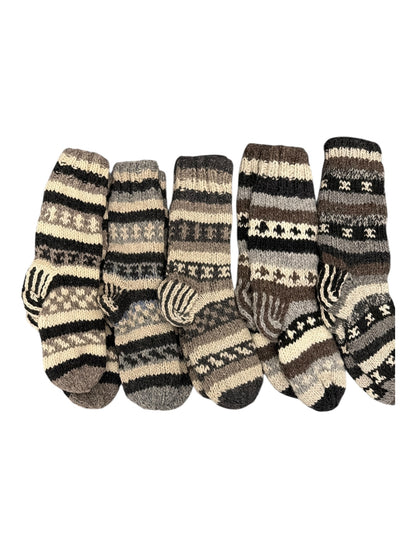 Handmade Grey & Cream Wool Socks – Cosy Winter Socks (Fits up to Size 7)