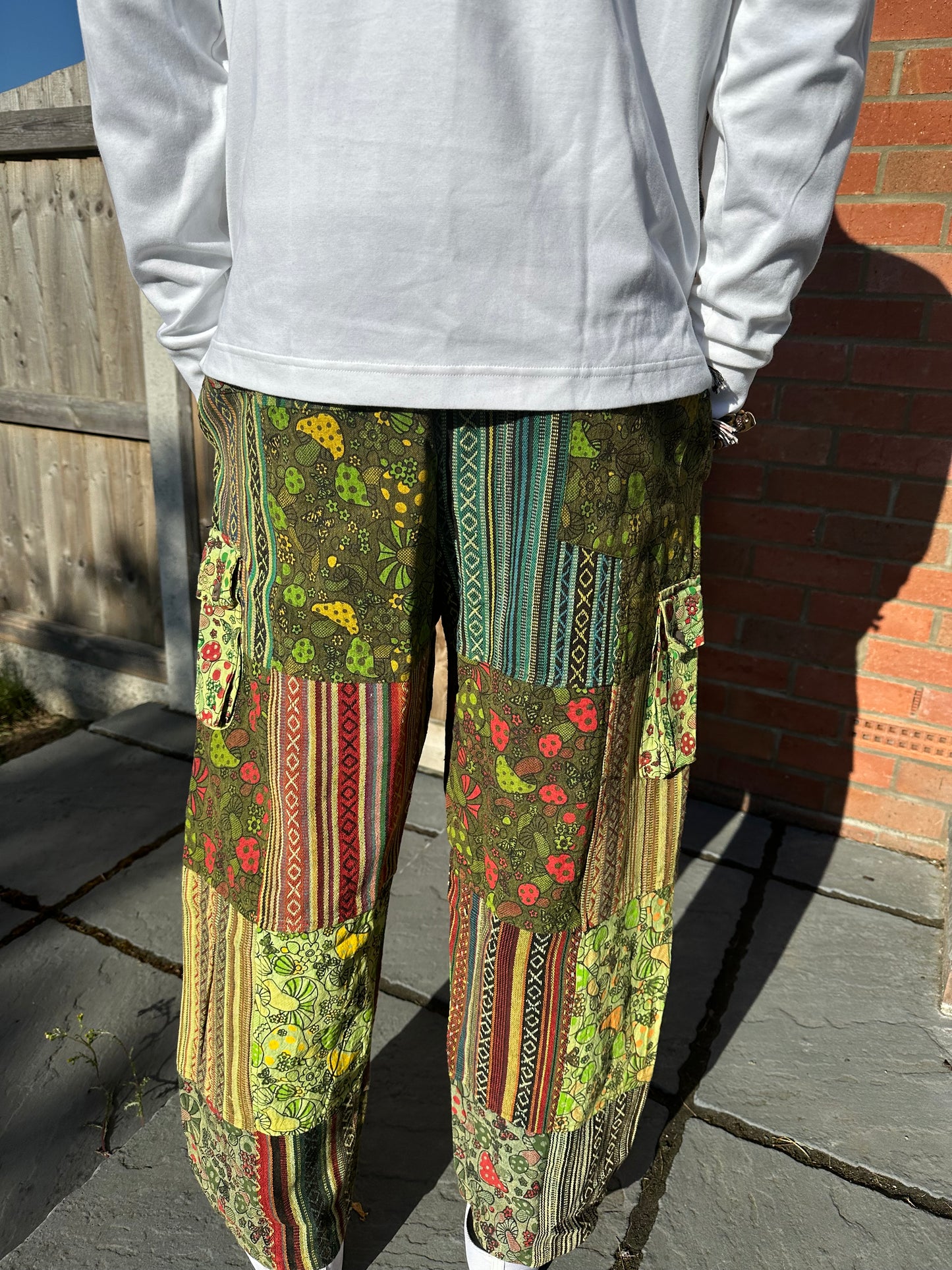 Handmade Unisex Mushroom Patchwork Cotton Touser