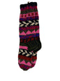 Hand-Knitted Organic Wool Socks – Pink & Olive Pattern
