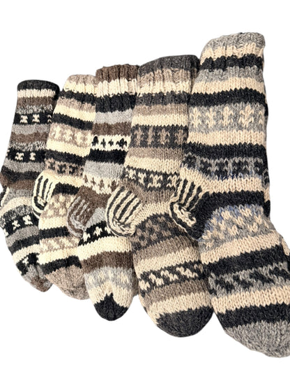 Handmade Grey & Cream Wool Socks – Cosy Winter Socks (Fits up to Size 7)