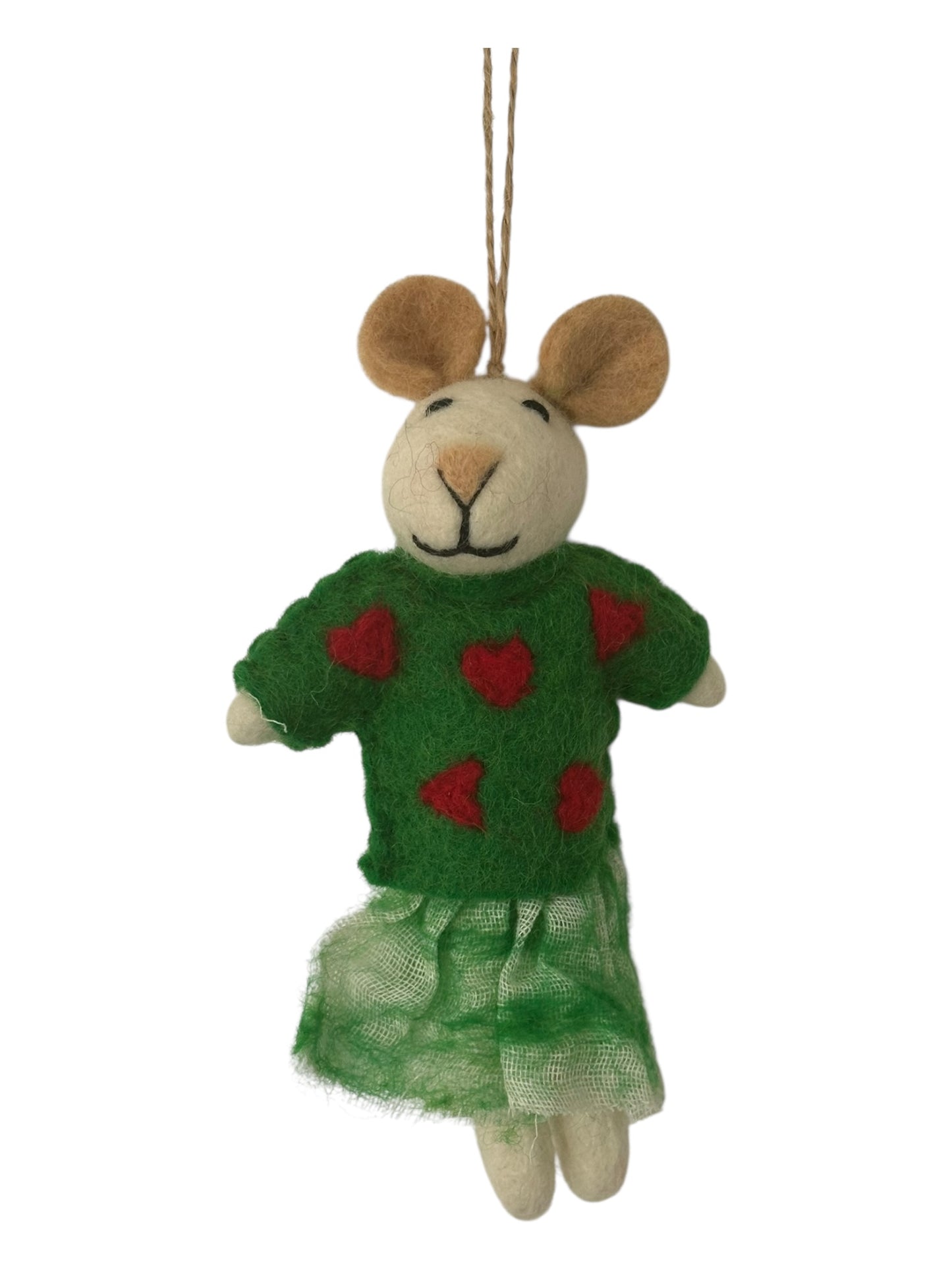 Holly the Teddy in Heart Dress – Felt Ornament