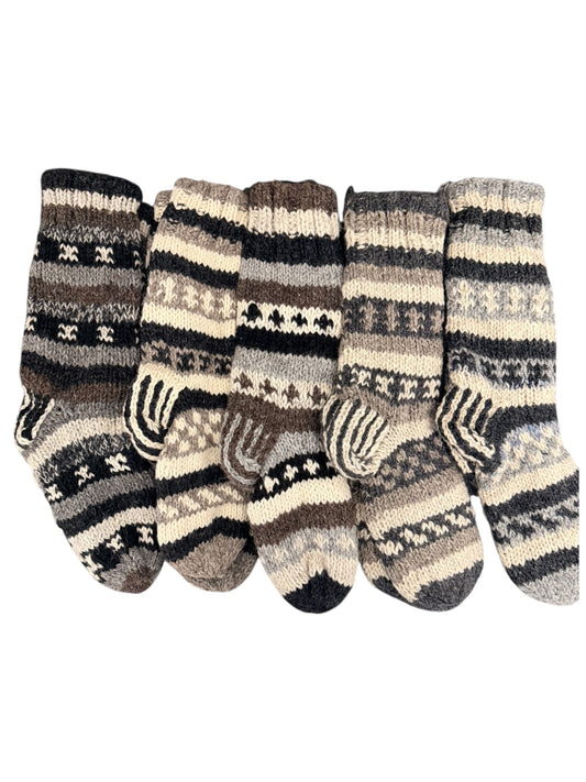 Handmade Grey & Cream Wool Socks – Cosy Winter Socks (Fits up to Size 7)
