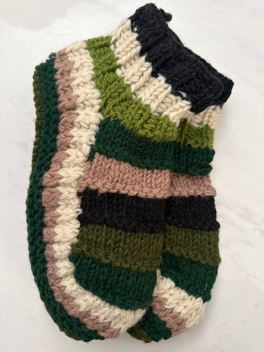 Fleeced Hand Knitted Ankle Organic Wool Socks Fits Up To UK Size 6