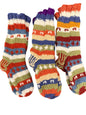 Hand-Knitted Fleece-Lined Organic Wool Socks – Autumn Fair Isle Pattern (Fits up to Size UK 7)
