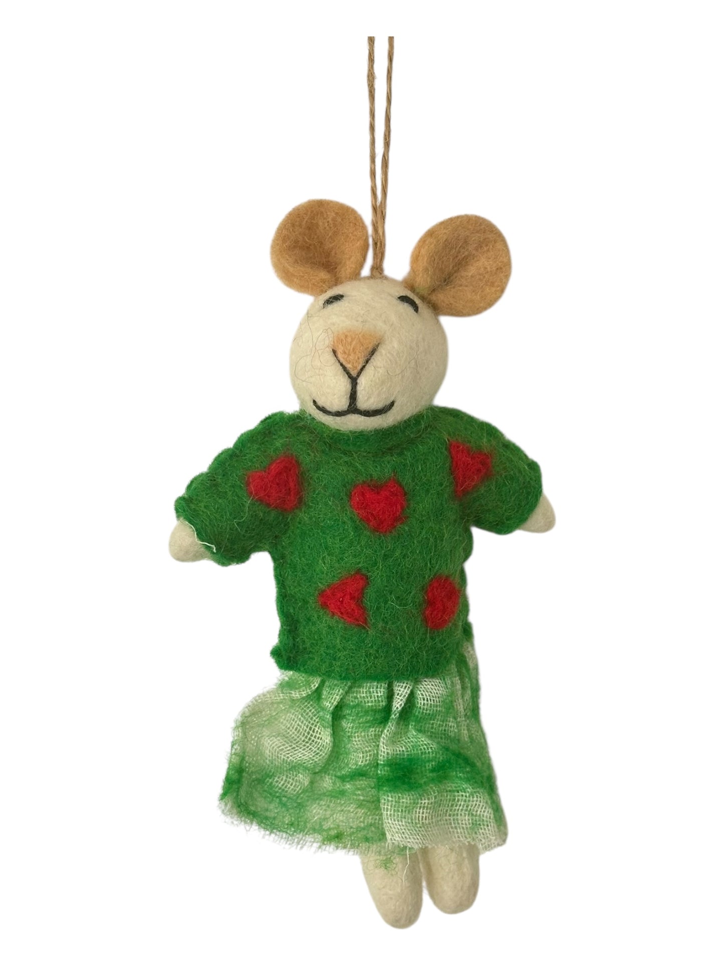Holly the Teddy in Heart Dress – Felt Ornament