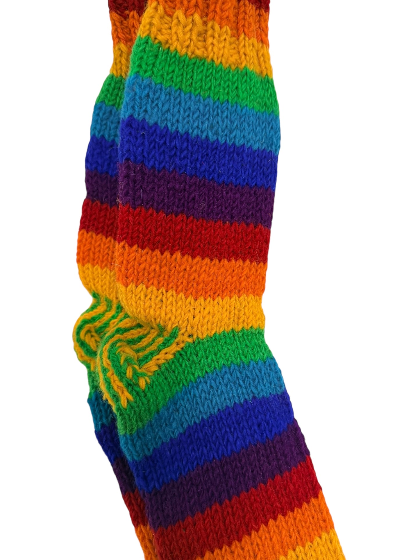 Unisex Hand-Knitted Organic Wool Rainbow Socks - Fleeced Inside
