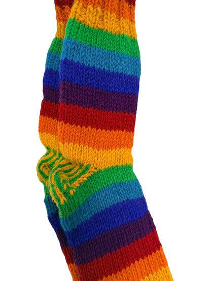 Unisex Hand-Knitted Organic Wool Rainbow Socks - Fleeced Inside