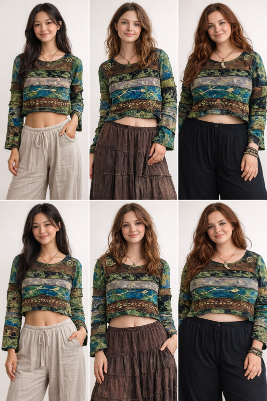 Handmade Organic Cotton Boho Crop Top