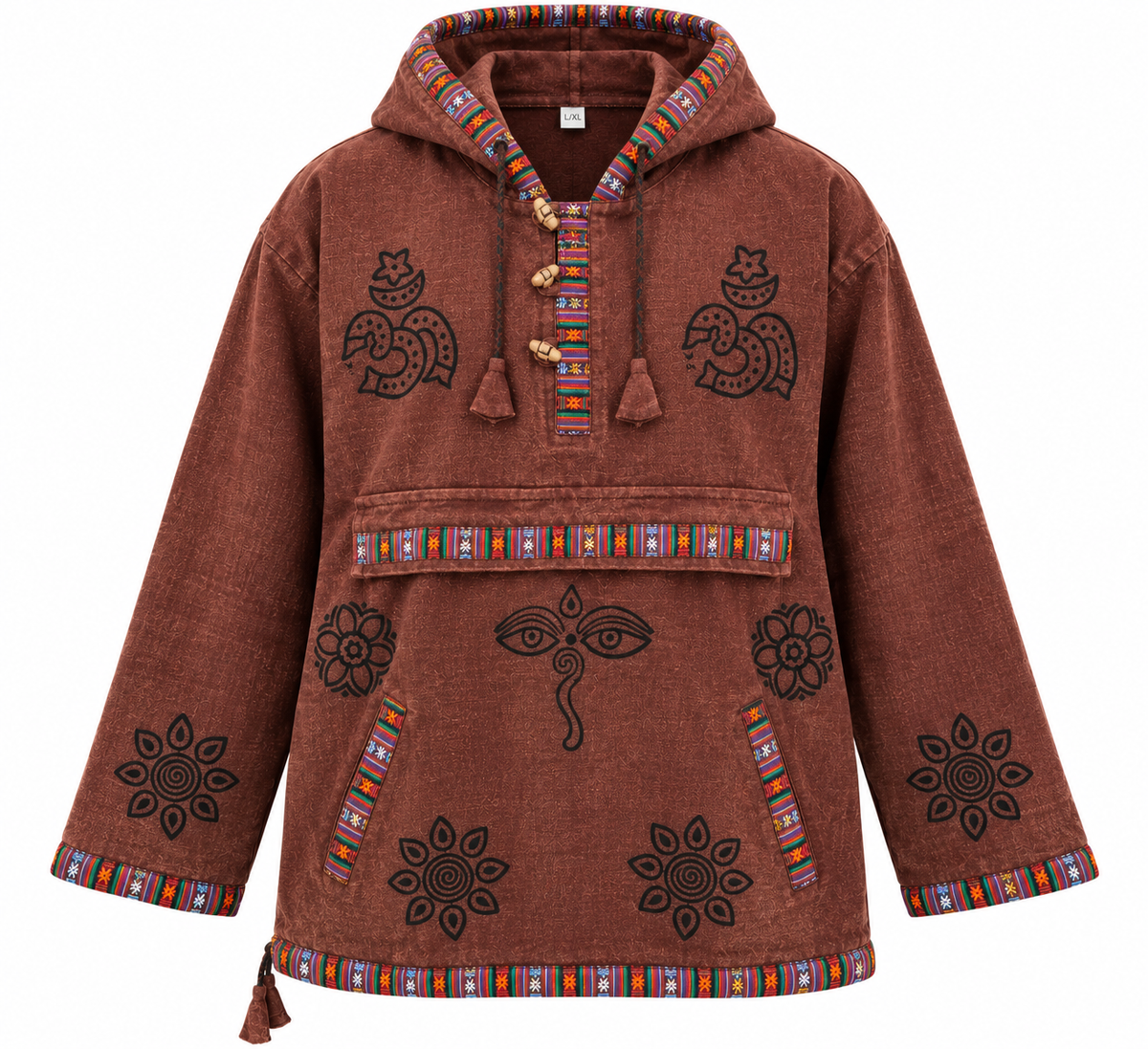 Boho Patterned Pullover Hoodie