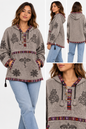 Boho Patterned Pullover Hoodie