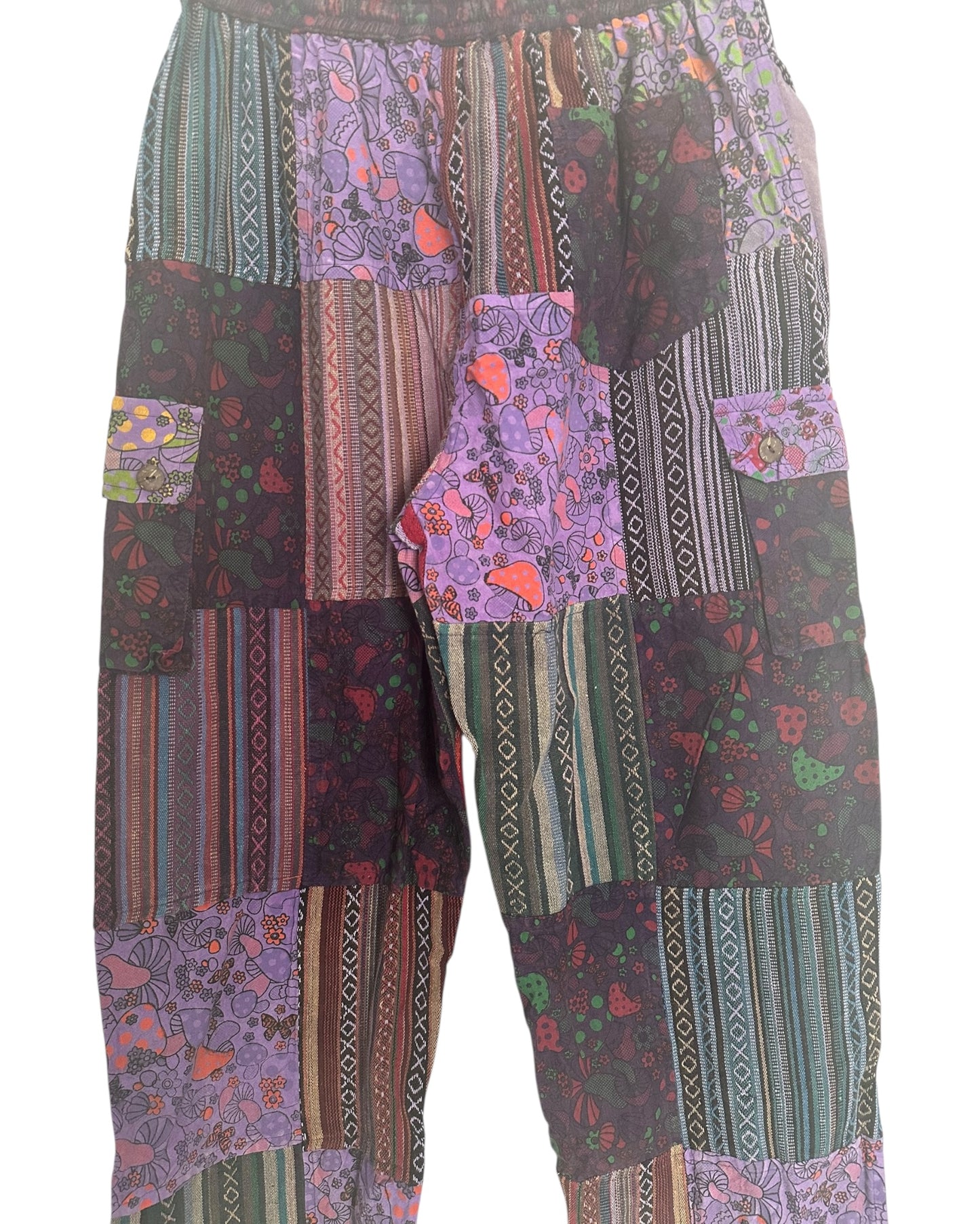 Handmade Unisex Mushroom Patchwork Cotton Touser
