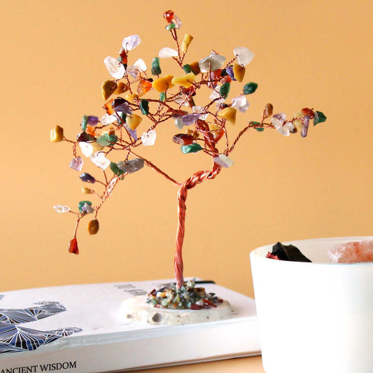 Gemstone Tree - Multi Stones on Natural Agate Base (100 stones)