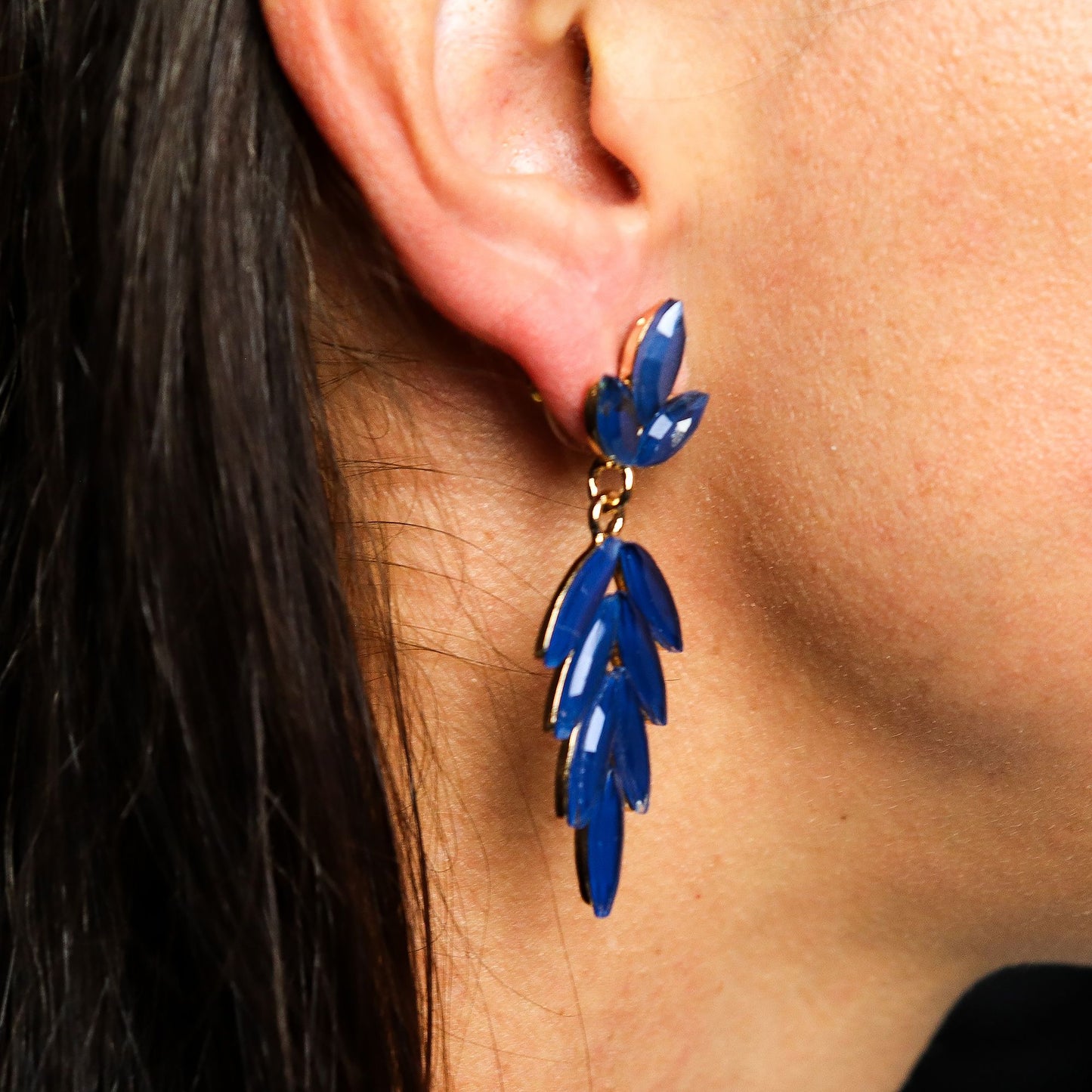 Royal Blue - Vintage Glass - Long Drop - Earrings