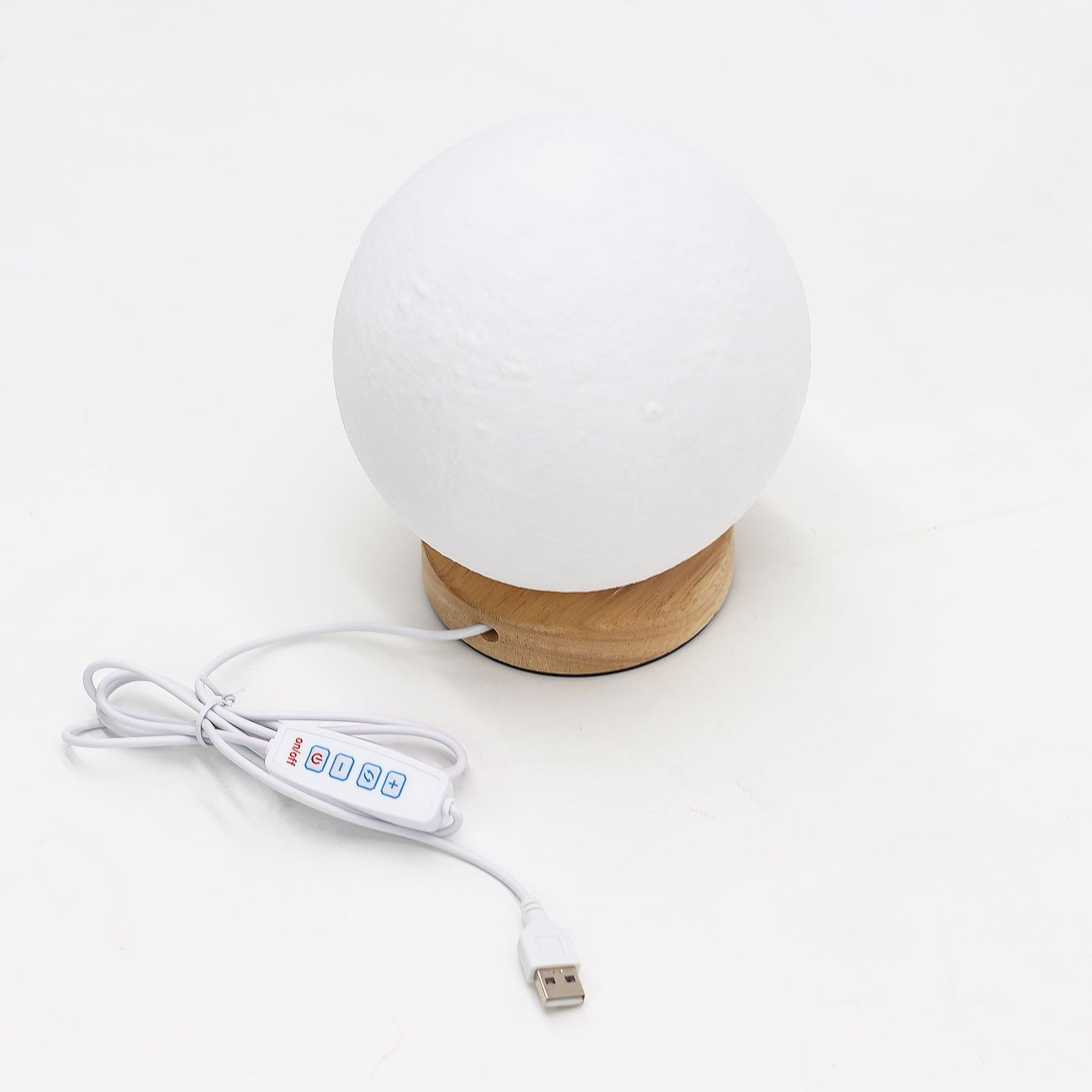 Soft Glow Wooden Base Night Lamp - Moon