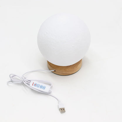 Soft Glow Wooden Base Night Lamp - Moon