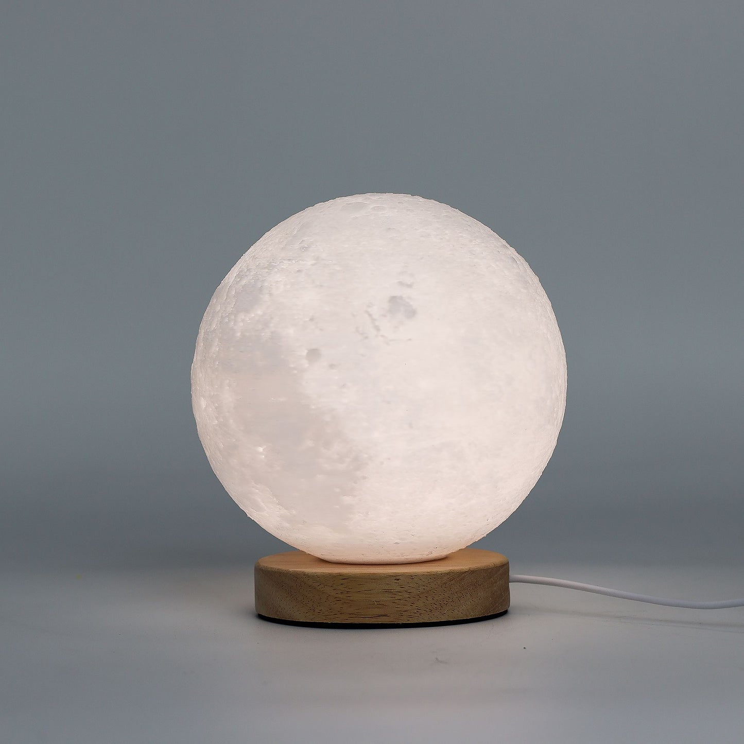 Soft Glow Wooden Base Night Lamp - Moon