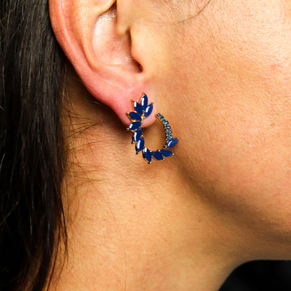 Royal Blue - Vintage Glass - Loop - Earrings